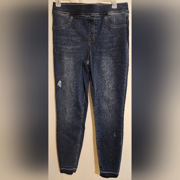 Denim Spanx sz. L Distressed raw hem stretchy Leggings - Picture 1 of 11